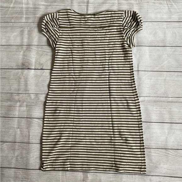 Theory Olive and White Puff Sleeve Fitted Mini Dress Size M - Picture 3 of 5